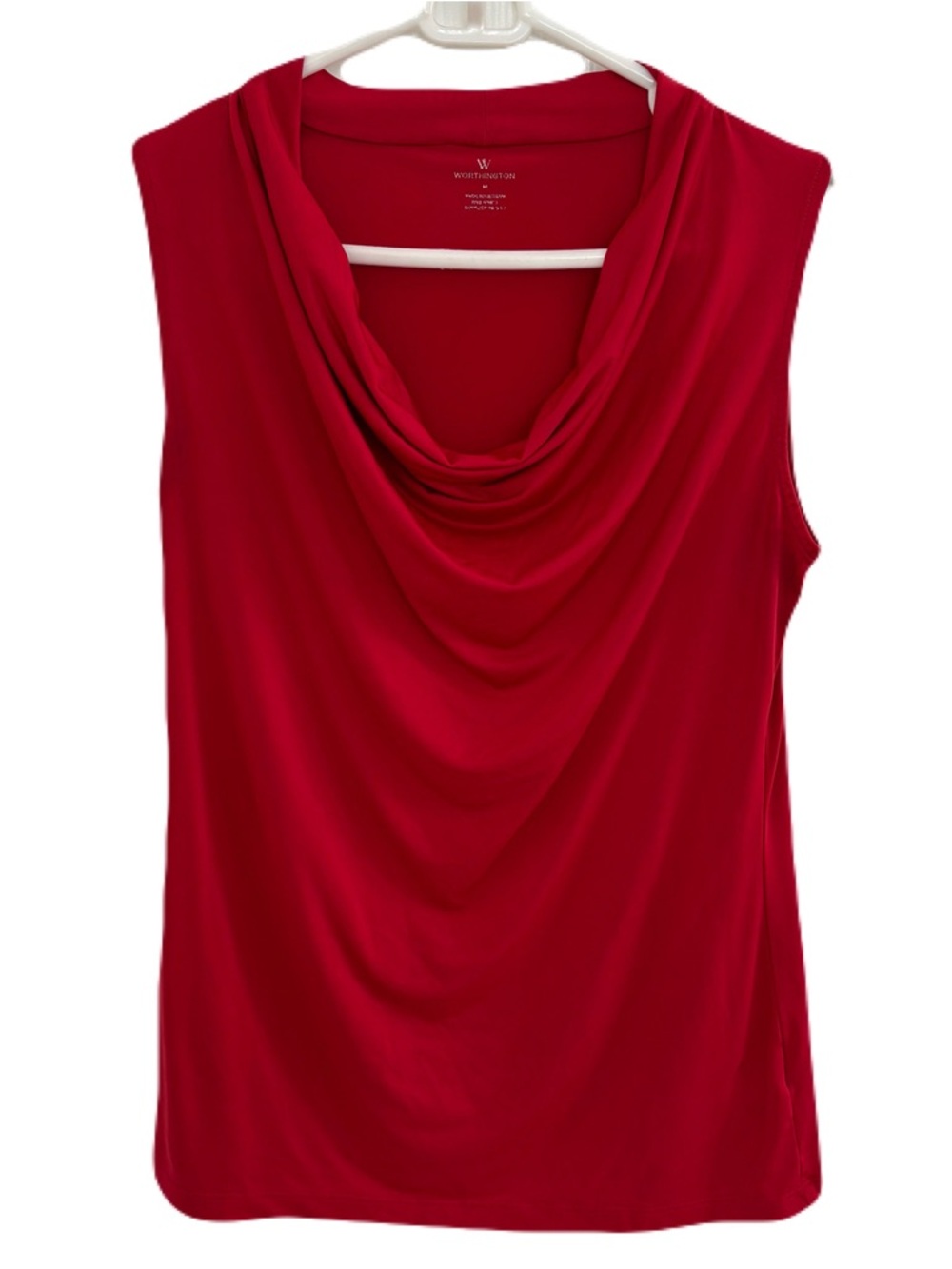 Worthington Red Sleeveless Draped Cowl Neck Camisole